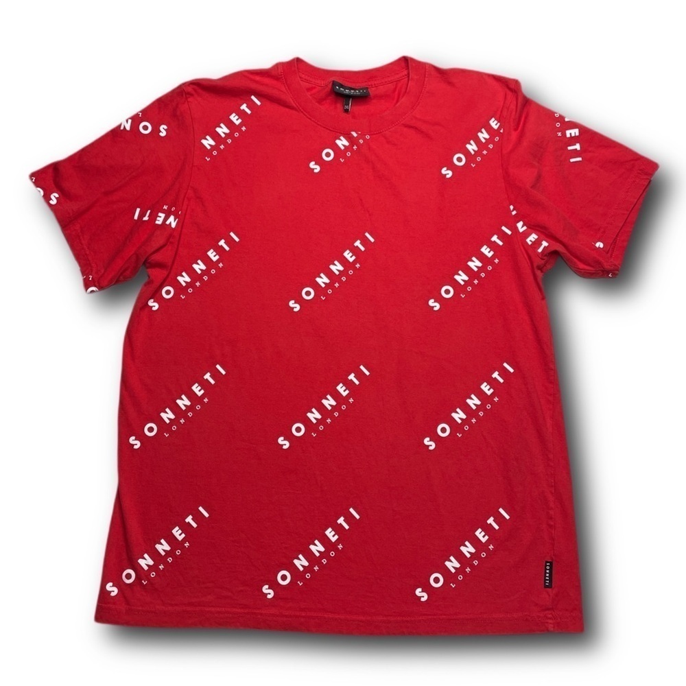 Sonneti London Red all over printed logo designer t-shirt - size 2XL